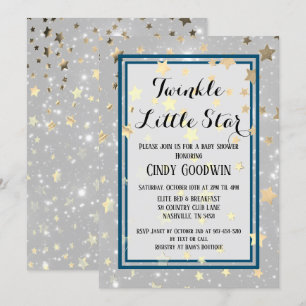 Barnskjut med lilla stjärnorna Guld Glitter Inbjudningar