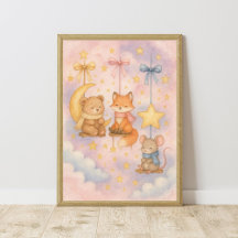 Barnskogs djur Celestial Nursery Väggkonst