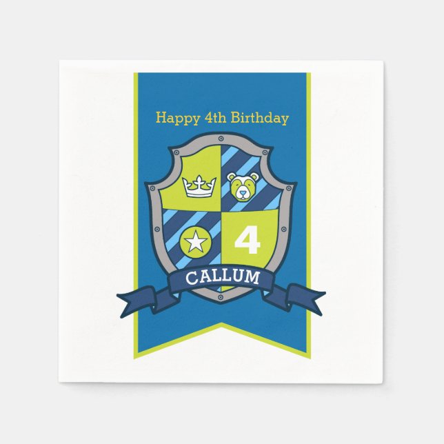 Barnskölbarn i 4e födelsedagen party pappersservett (Framsidan)