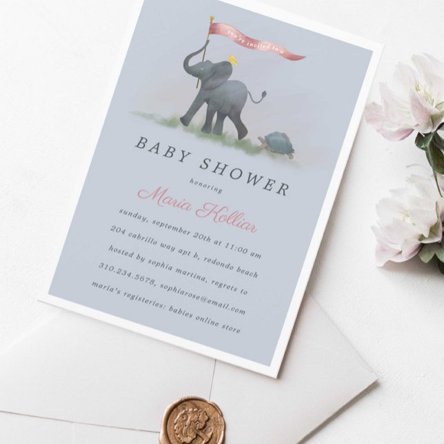 Barnsköljning av elefant i baby inbjudningar (Skapare uppladdad)