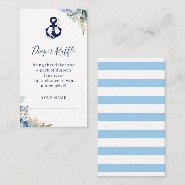 Barnskor för anchor Nautical Blommigt Diaper Raffl Tilläggskort (Fram/baksida)