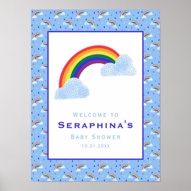 Barnskor för Bright Rainbow Blå himmel Poster (Framsidan)