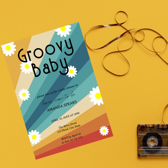 Barnskor för Daisyn Groovy Baby Retro Inbjudningar (Skapare uppladdad)
