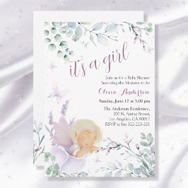 Barnskor för fjäril, vattenfärg, blommor, babyskor inbjudningar