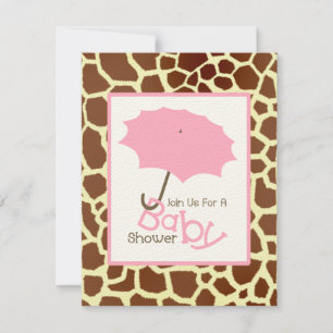 Barnskor för flickor - Rosa Umbrella & Giraffe Skr Inbjudningar