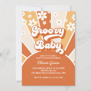 Barnskor för Groovy Baby Retro Sunshine Daisy Inbjudningar
