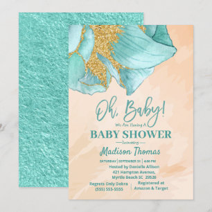 Barnskor för minnen Grönt Glitter Ro Boys Baby Sho Inbjudningar