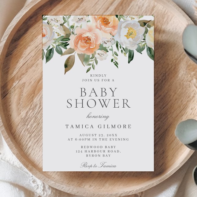 Barnskor för persikor och Blommigt Inbjudningar (Skapare uppladdad)