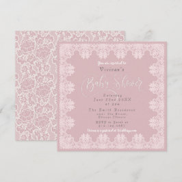 Barnskor för Rosa i snöre Vintage Shabby chic Inbjudningar