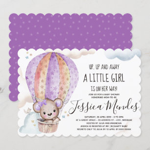 Barnskor för Watercolor Girl Nalle Baby Shower Inbjudningar