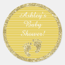 Barnskor "Guld Baby Feet" Stickers 1 1/2" eller 3" Runt Klistermärke