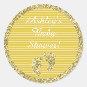 Barnskor "Guld Baby Feet" Stickers 1 1/2" eller 3" Runt Klistermärke