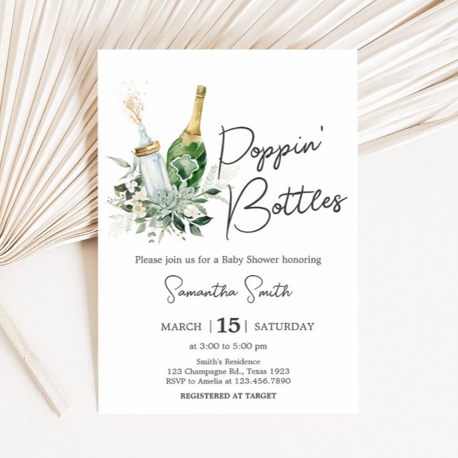 Barnskor i Flaskor Inbjudningar (Poppin' Baby Bottles Baby Shower Invitation)