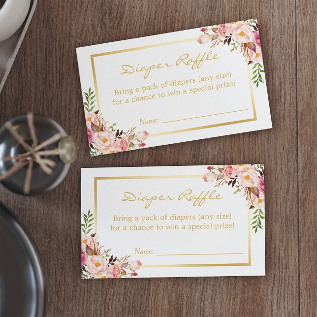 Barnskor i guld Chic Blommigt Ljusken Raffle Bilje Visitkort (Skapare uppladdad)