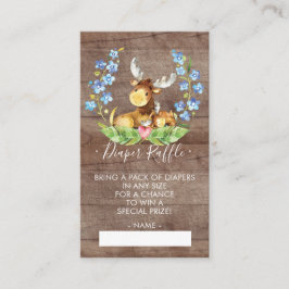 Barnskor i moose Woodland Diaper Raffle Biljett Tilläggskort