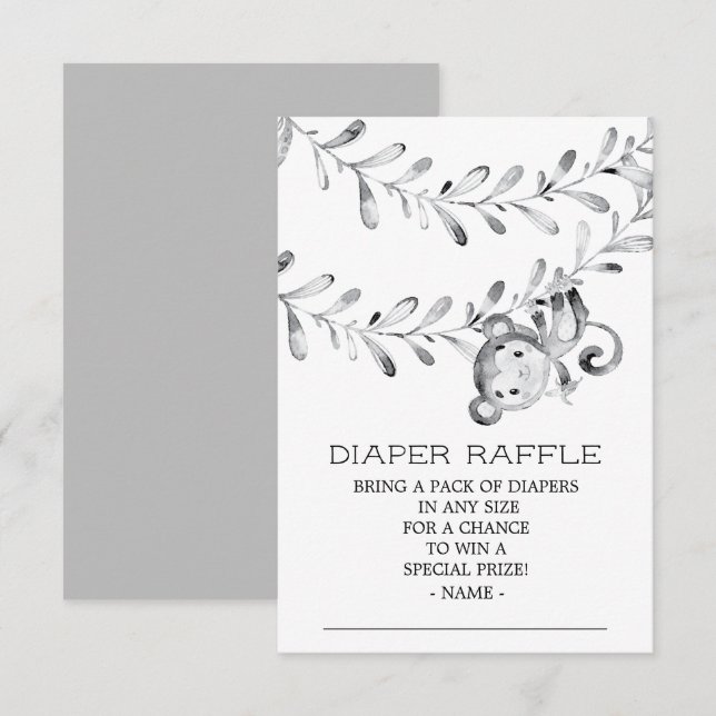 Barnskor i Neutralten av apa, blöjor Raffle Biljet Inbjudningar (Fram/baksida)