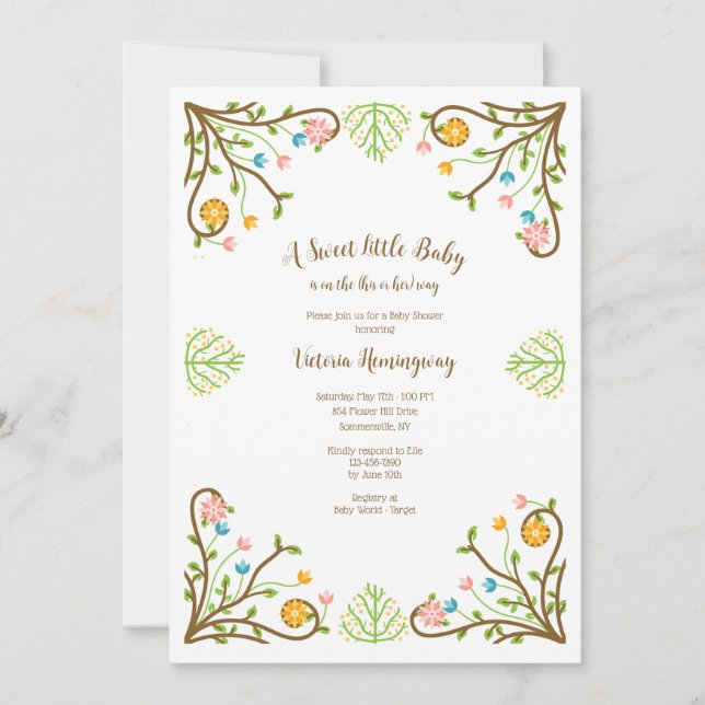 Barnskor land Flower Ram Inbjudningar (Framsida)