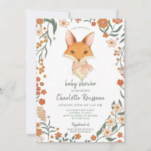 Barnskor med vattendfärg Little Fox Blommigt Girl Inbjudningar