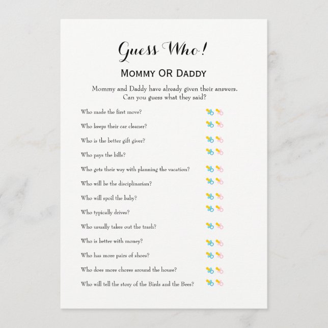 Barnskor - Önskemål för Baby och Gissa vem som ska Rådkort (Framsida)