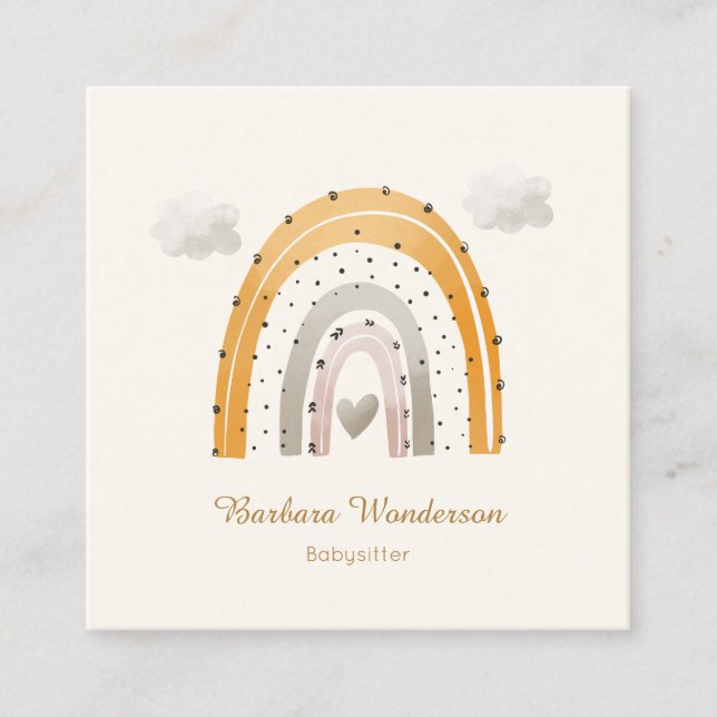 Barnskötare Babyvvvakten Daycare Rainbow QR Cod Fyrkantigt Visitkort (Framsida)