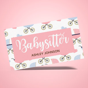 Barnskötare Babyvvvaktslöjcute Barnvagn Mönster Visitkort