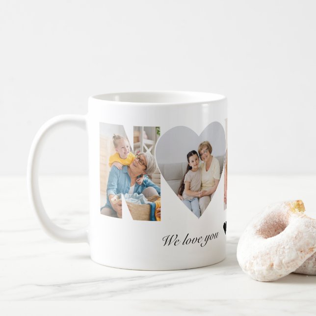 Barnskötare Foto Collage Present till Mormor Kaffemugg (Med munk)