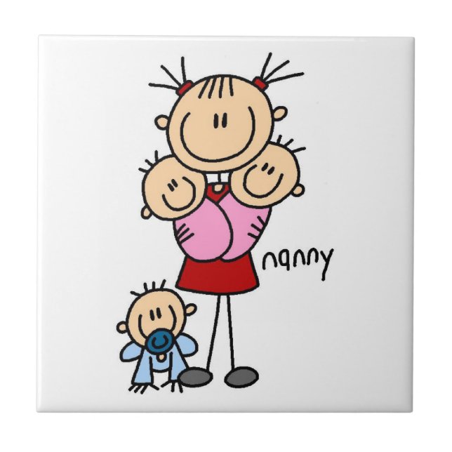 Barnskötare Stickfigur Kakelplatta (Framsidan)