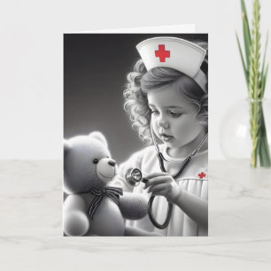 Barnsköterska med teddybjörn kort