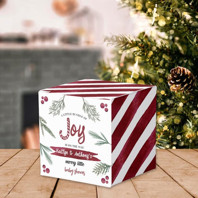 Barnskuvret "Joy" Candy cane i modern vattenfärg Presentaskar (Skapare uppladdad)