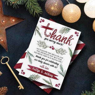 Barnskuvret "Joy" Candy cane i modern vattenfärg Tack Kort