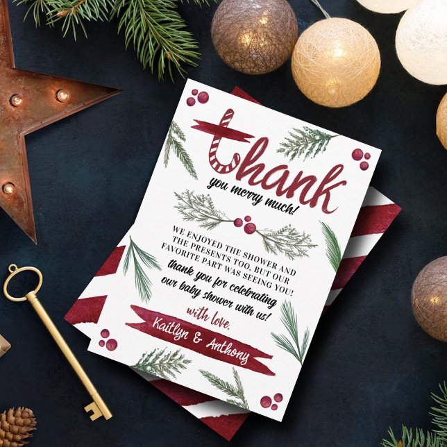 Barnskuvret "Joy" Candy cane i modern vattenfärg Tack Kort (Skapare uppladdad)