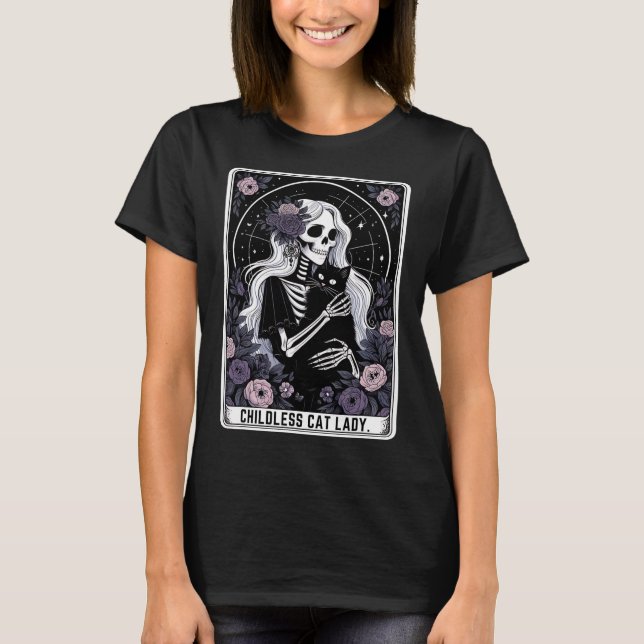 Barnskvällt Dam Cute Cute Gotham Skeleton Tarot Ca T Shirt (Framsida)