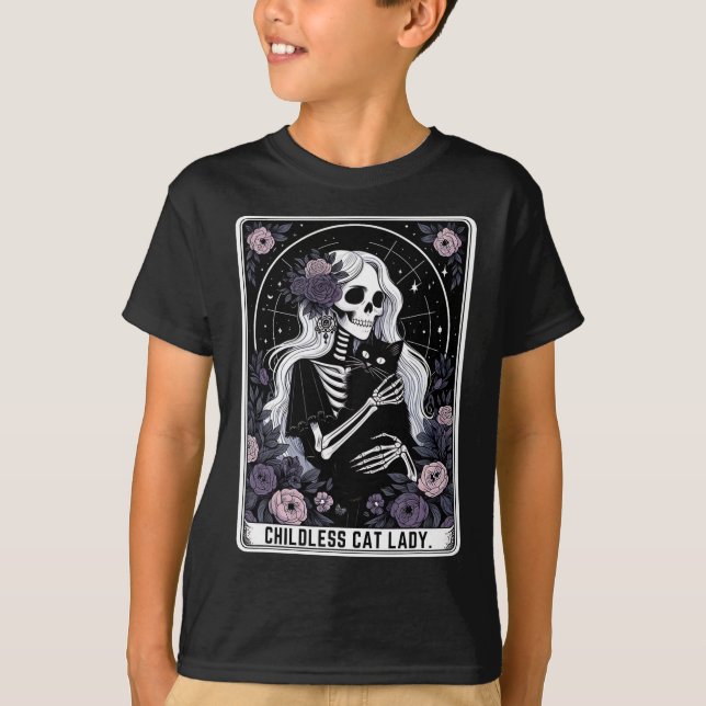 Barnskvällt Dam Cute Cute Gotham Skeleton Tarot Ca T Shirt (Framsida)