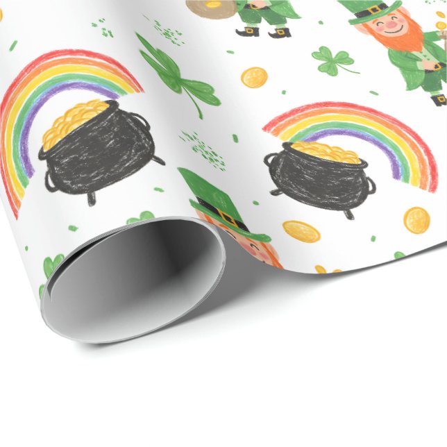 Barnslig färgglad St. Patrick's Day-stil  Presentpapper (Rullad Hörn)