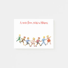 Barnslig konst med personligt meddelande från lära post-it block