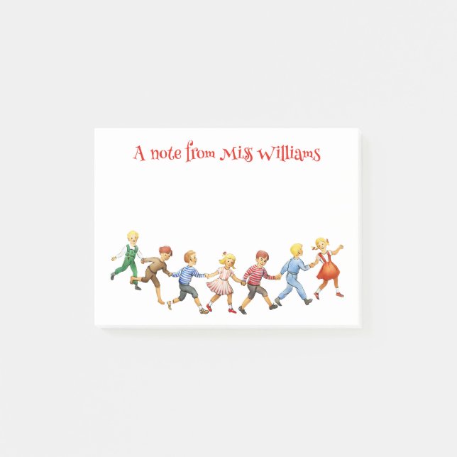 Barnslig konst med personligt meddelande från lära post-it block (Framsida)