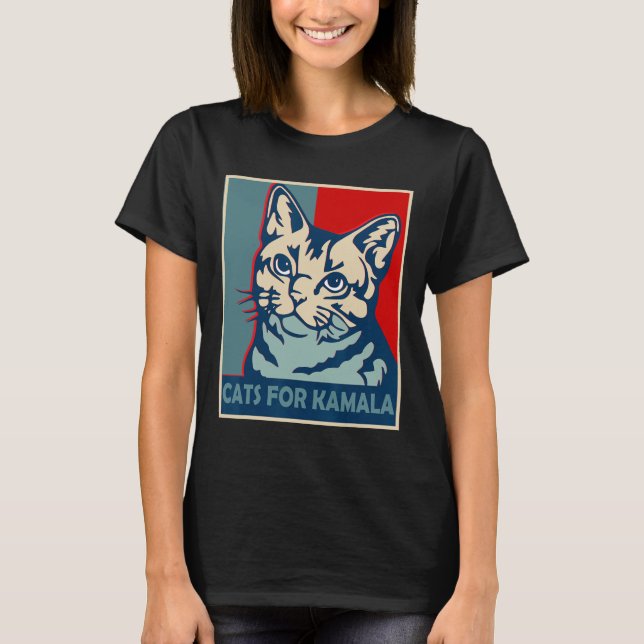 Barnsoldat Cat Dam röstar Kamala Harris Preside T Shirt (Framsida)