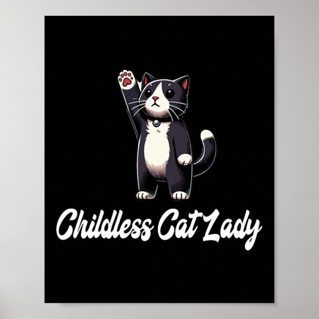 Barnsoldat Kat Dam-tuxedo Cat Raising Tass-Funny Poster (Framsidan)