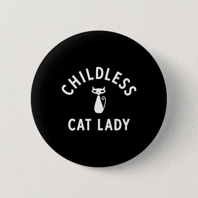 Barnsolt katt Dam-design med cute Retro Cat Illu Knapp (Framsida)