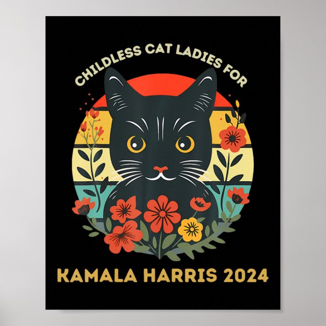 Barnsolt Katt Dam för Kamala Harris 2024 Electi Poster (Framsidan)