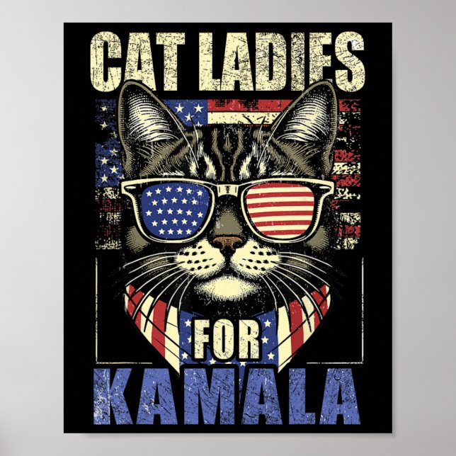 Barnsolt Katt Dam för Kamala Harris 2024 Electi Poster (Framsidan)