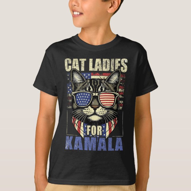 Barnsolt Katt Dam för Kamala Harris 2024 Electi T Shirt (Framsida)