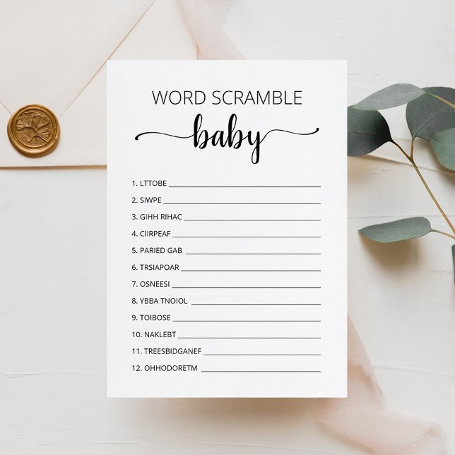 Barnspel för baby shower - Gissa ordet kort (Skapare uppladdad)