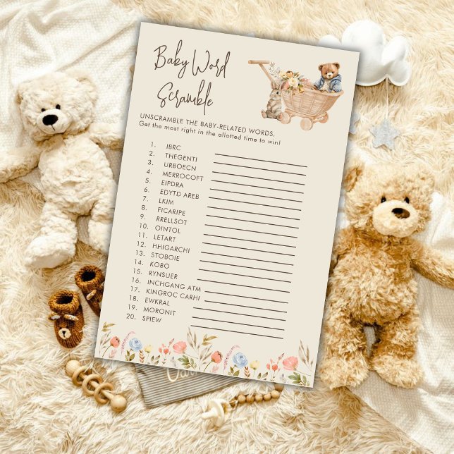 Barnstavling Boho Barnkalas Sällskapsspel (Baby Word Scramble Boho Baby Nursery Shower Game)