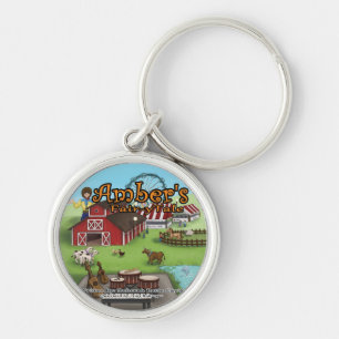 Bärnsten Keychain Rund Silverfärgad Nyckelring