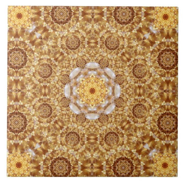 Bärnstensfärgad Mandala Kakelplatta (Framsidan)