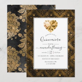 Bärnstensfärgade ädelsten Quinceañera Inbjudningar