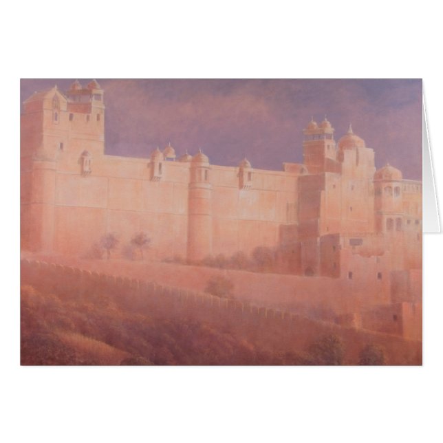 Bärnstensfärgat fort Jaipur Hälsningskort (Framsidan Horizontal)