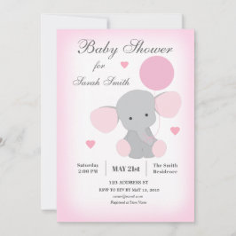 Barnstödsinbjudan Elephant Rosa Inbjudningar