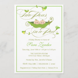 Barnstödsinbjudan - pojk- och flickpea i en Pod Inbjudningar